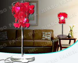 Heart Red Colored Capiz Chips Capiz Table lamp shade